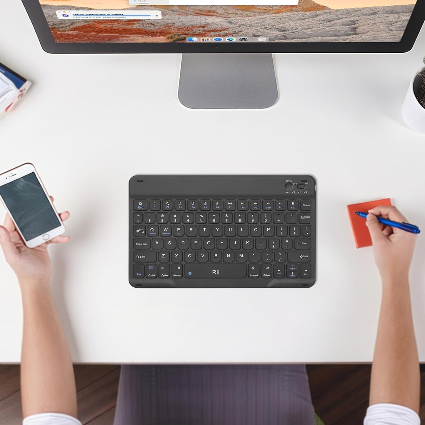 Rii RK302 Ultra-Slim Bluetooth Keyboard for ipad,iPhone,Android,Samsung,Windows,Mac,Linux,Tablet,Laptop, Rechargeable