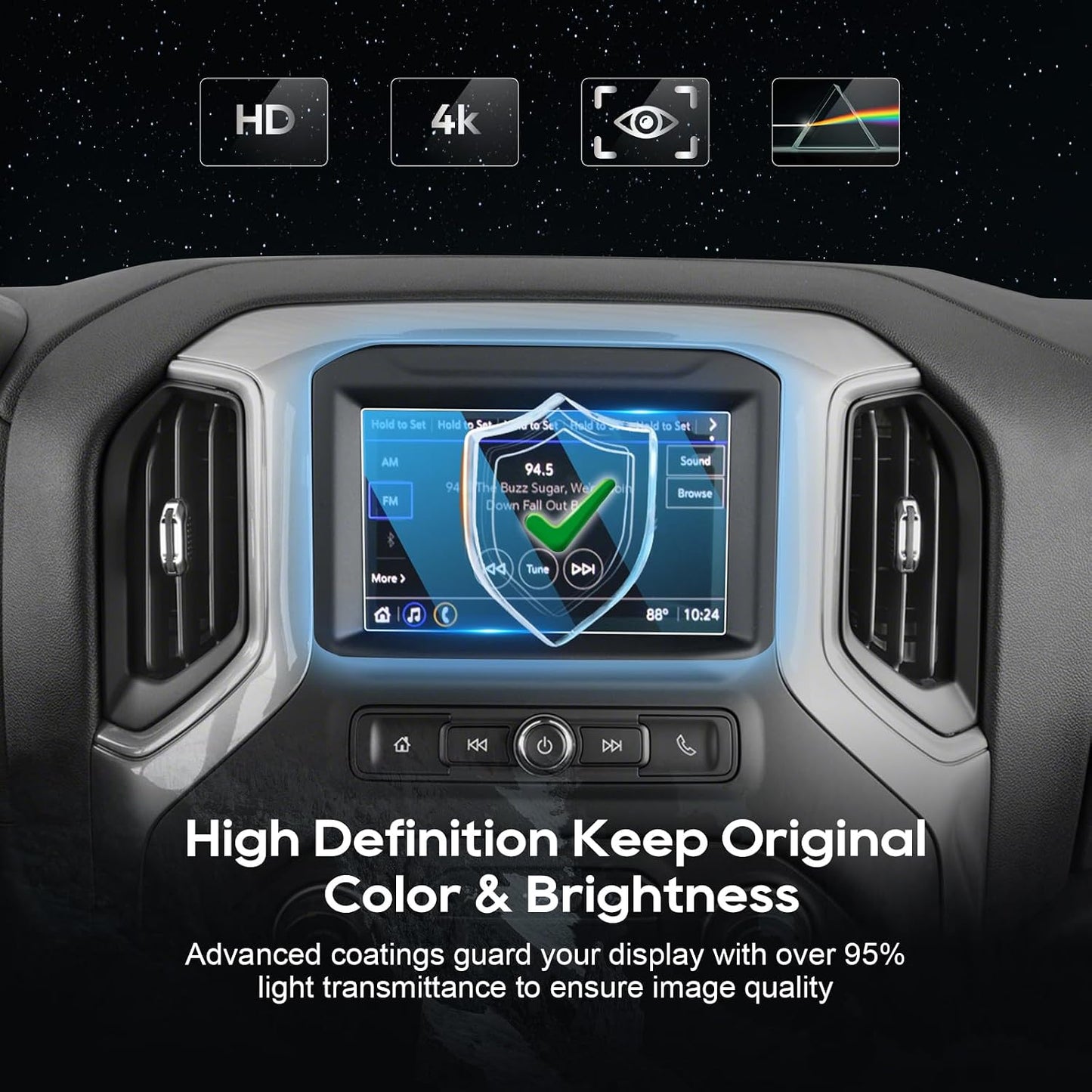 2017-2018 7 Inch 9H LFOTPP Car Navigation Screen Protector for Sonata Blue Link, Tempered Glass Hardness Car