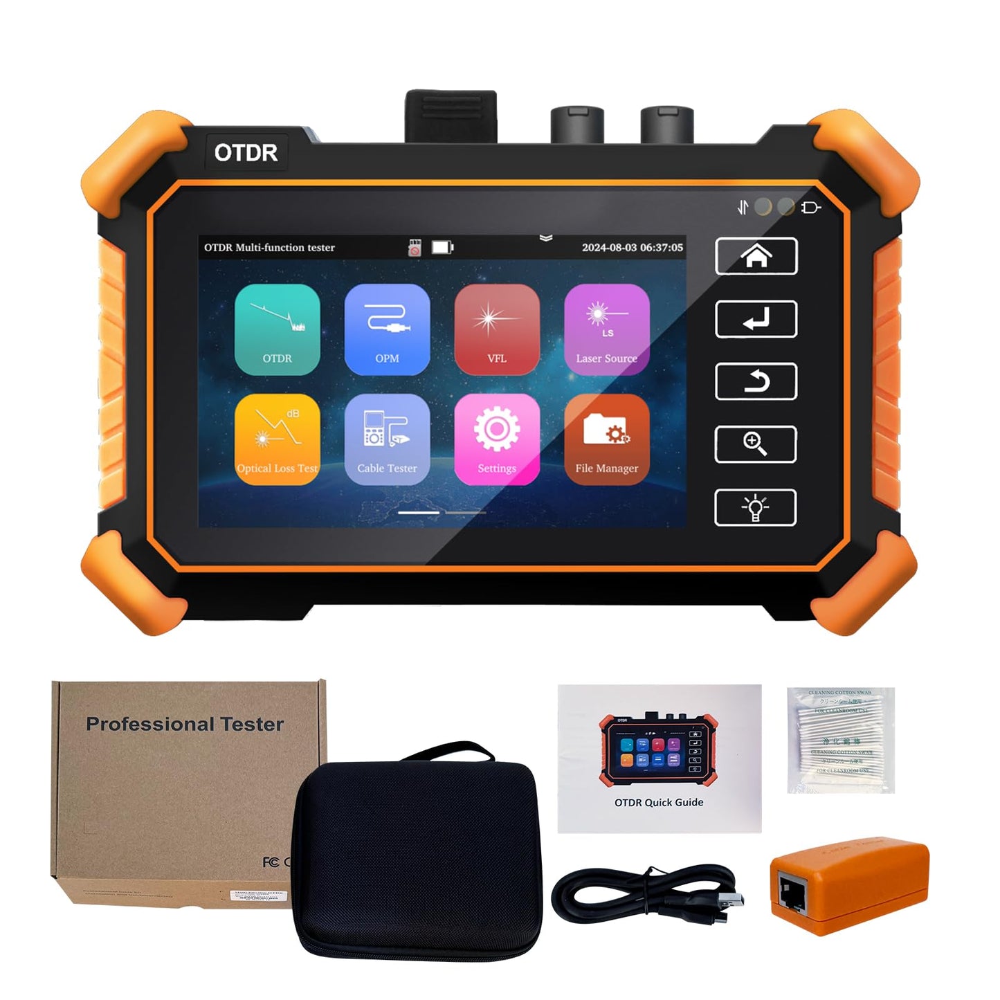 New Upgraded OTDR Optical Fiber Tester, Fiber Network Tester Support Event Map Optical Power Meter OLS(Loss Test) VFL LS(Light Source) Length Ping POE Test, IP Scan RJ45 Network Tools