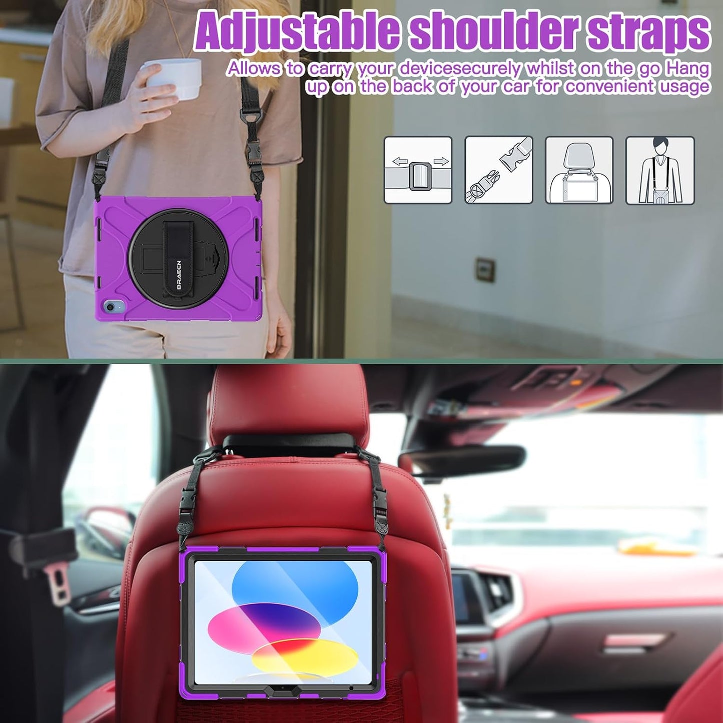 BRAECNstock (A16) 11th/10th 11"/10.9'' 2025/2022, 360 for Apple iPad Generation Shockproof Protective Case with Screen