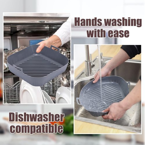 Golden Associate Silicone Liners - Non-Stick Reusable Air Fryer Basket | 2 Pcs, 9" Top Size, 8" Bottom Size