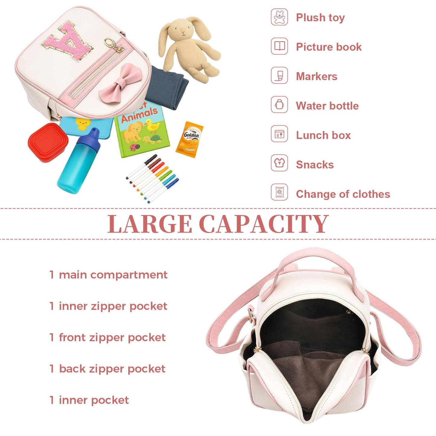 I IHAYNER Girls Initial Bowknot Small Leather Backpack Cute Mini Backpack Personalized Trendy Stuff Gifts for Women Pink-A