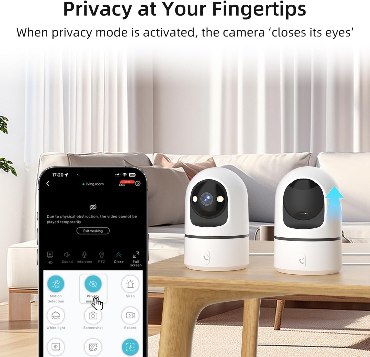 Camoon 2K 360 2.4Ghz Indoor Security Camera, WiFi Cameras for Home Security, Baby/Pet Camera with Phone App, One-Touch