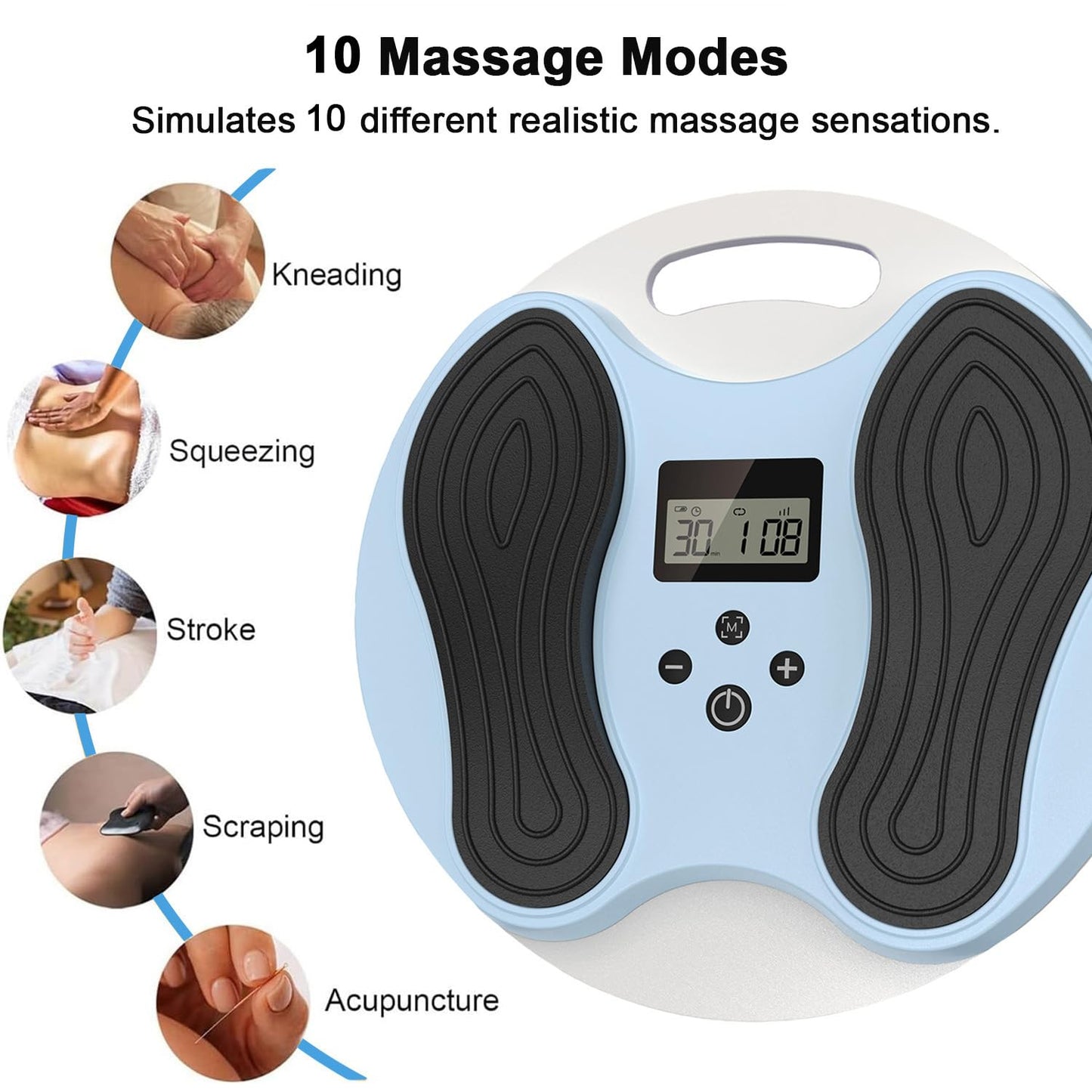 EULEYAW EMS & TENS Foot Massager for Neuropathy, NMES Foot Stimulator with 10 Modes 20 Levels, LCD Display, Timer, Remote Control, Muscle Stimulator with 4 Gel Pads for Foot Leg Pain Relief