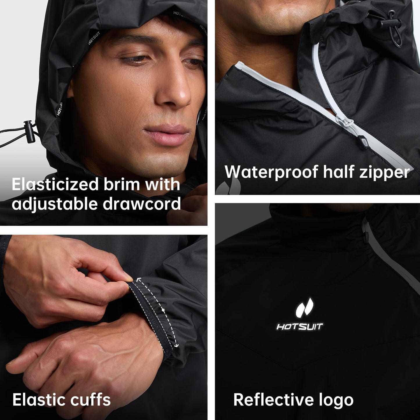 HOTSUIT Sweat Suits Sauna Suit Men Weight Loss Gym Exercise Workout Jacket, Black, XXL