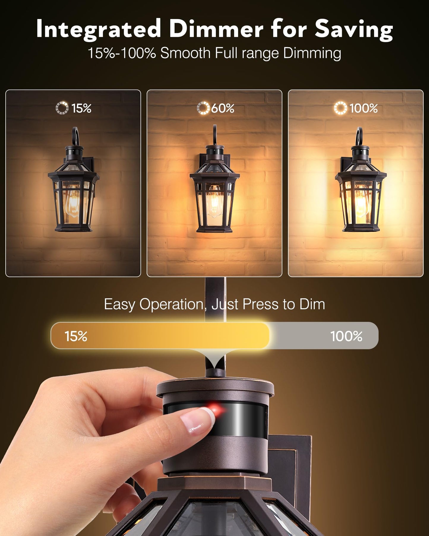 OPAXIS Motion Sensor Outdoor Porch Lights, 2-Pack, Oil Rubbed Bronze, Aluminum, Model P8106, Dusk to Dawn, Anti-Rust Sconce for Patio