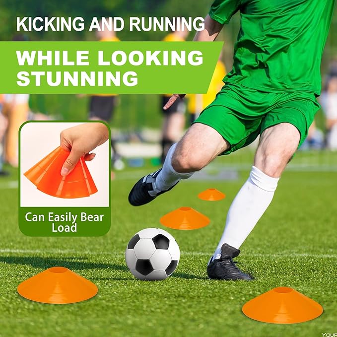 Ashsajkd(Set of 25/50/100 - Agility Soccer Cones with Carry Bag and for ï¼?Football Cones for TrainingFootball, Basketball, Coaching, Agility Cones for Indoor and Outdoor Games