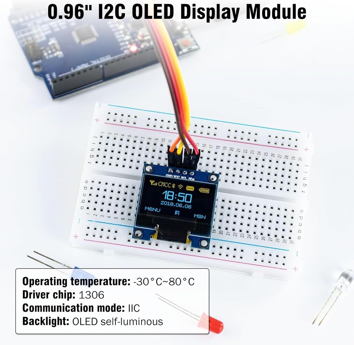 AYWHP 5 0.96 Inch I2C 128x64 Pcs OLED IIC Display Module, Pixel Serial Display Board, Module for Arduino Display
