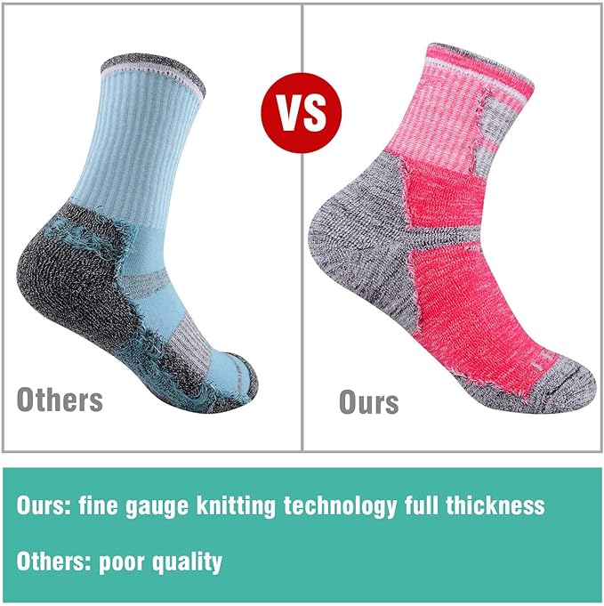FEIDEER Hiking Walking Socks For Women, Multi-pack Outdoor Recreation Socks Moisture Wicking Crew Socks