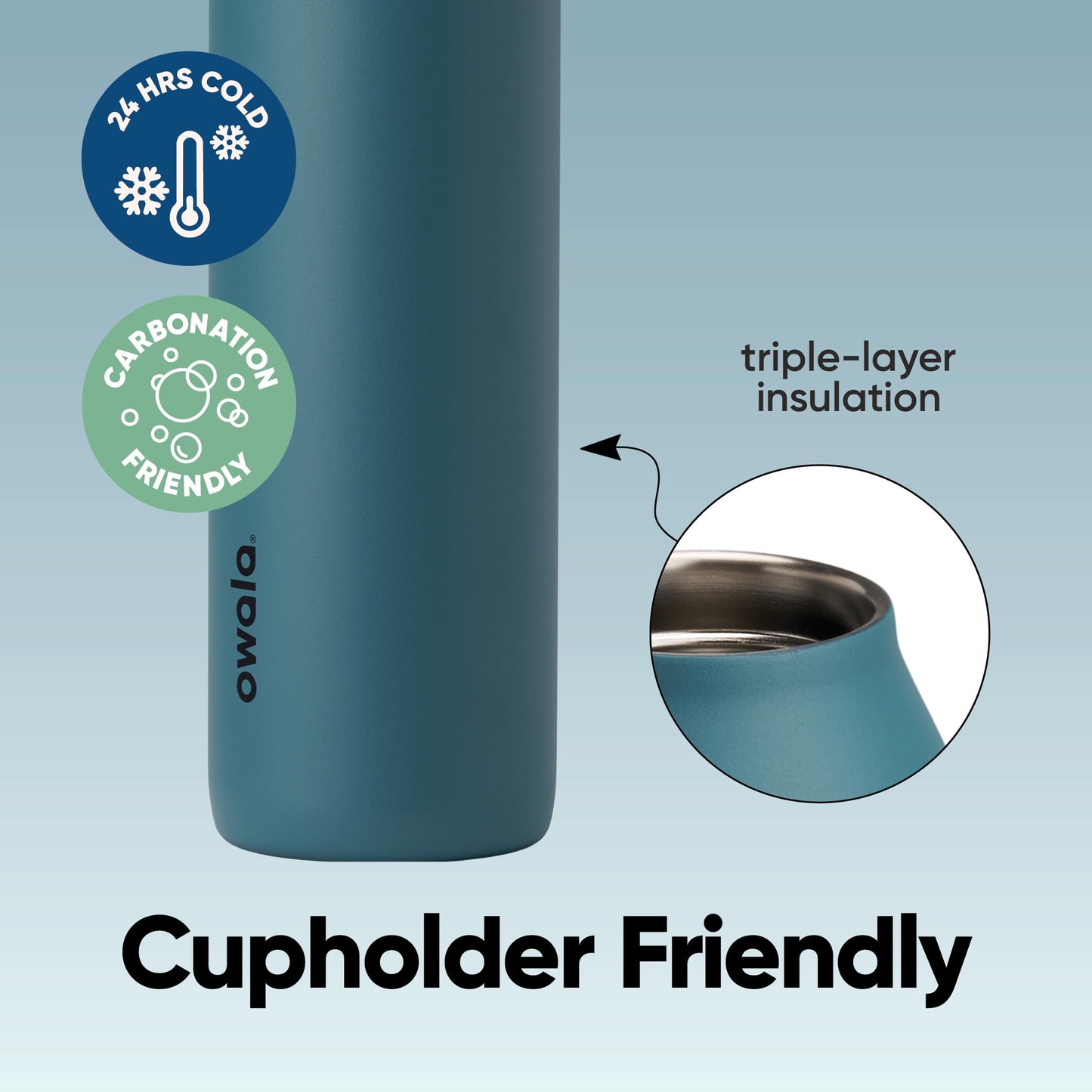 Owala FreeSip Twist Insulated Stainless Steel Water Bottle with Straw for Sports and Travel, BPA-Free, 24-oz, Denim