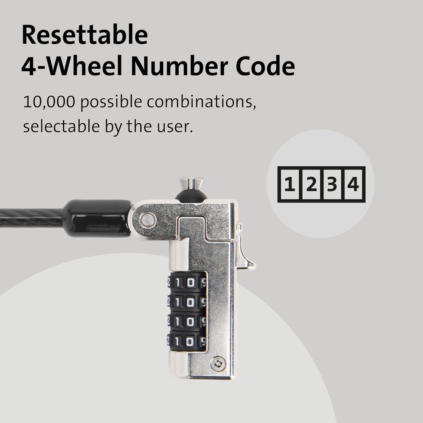 N17 (K68008WW) Kensington Dell Laptop Computer Lock, Combination Security Locking Cable Black