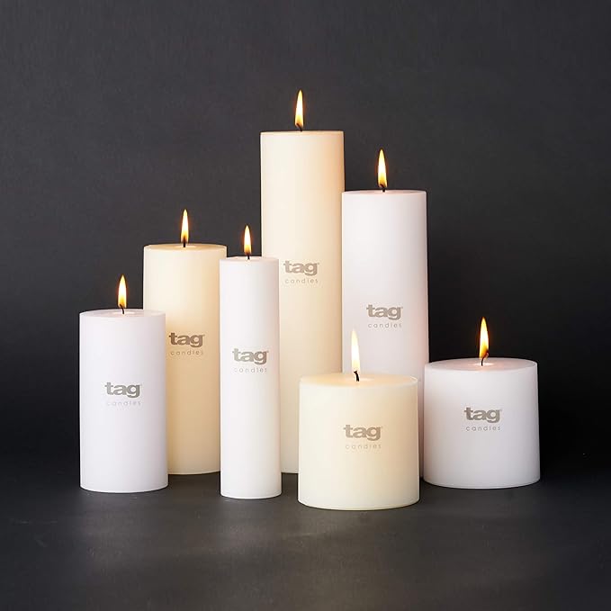 TAG Chapel 3X10 White Pillar Paraffin Wax Candle Unscented Drip-Free Long Burning 145 Hours for Home Decor Wedding Parties Dining Dinner Kitchen Table Tabletop Living Room End Table Decor Decoration