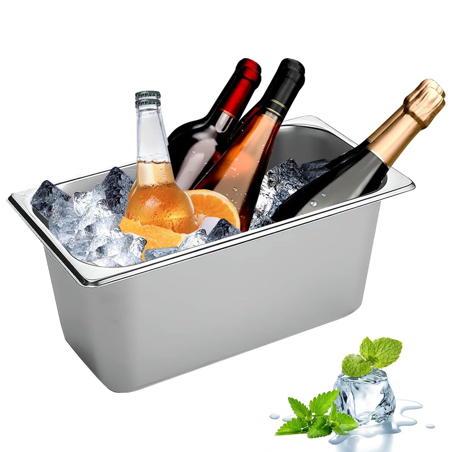 5.3L Stainless Steel Ice Bucket Wine Beer Champagne Bucket, Stainless Steel Ice Cube Bin for Parties & Cocktail Bar Camping