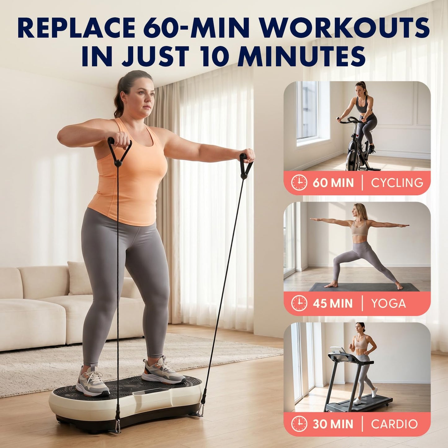 SQUATZ Vibration Plate Exercise Machine | Low-Impact Full Body Vibrator Plate with 99 Speed Levels & 9 Preset Programs | Resistance Bands & Remote Included | 265 lb Capacity | For Home & Office | Gray