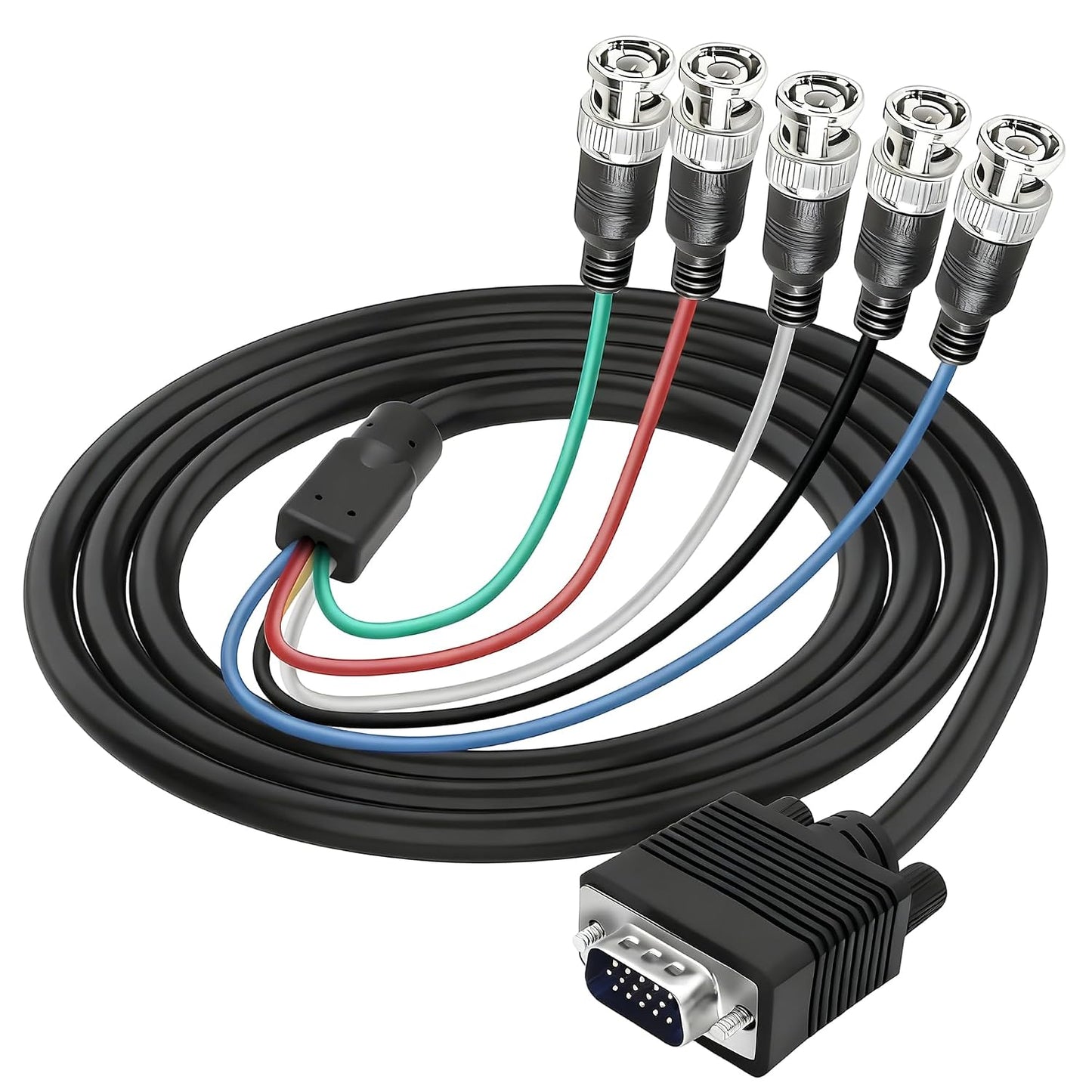 Cable,HD15 5 Cable-1.5M MAYWILLA VGA to BNC Adapter VGA Male to BNC Male RGBHV Coaxial High Resolution Monitor Breakout