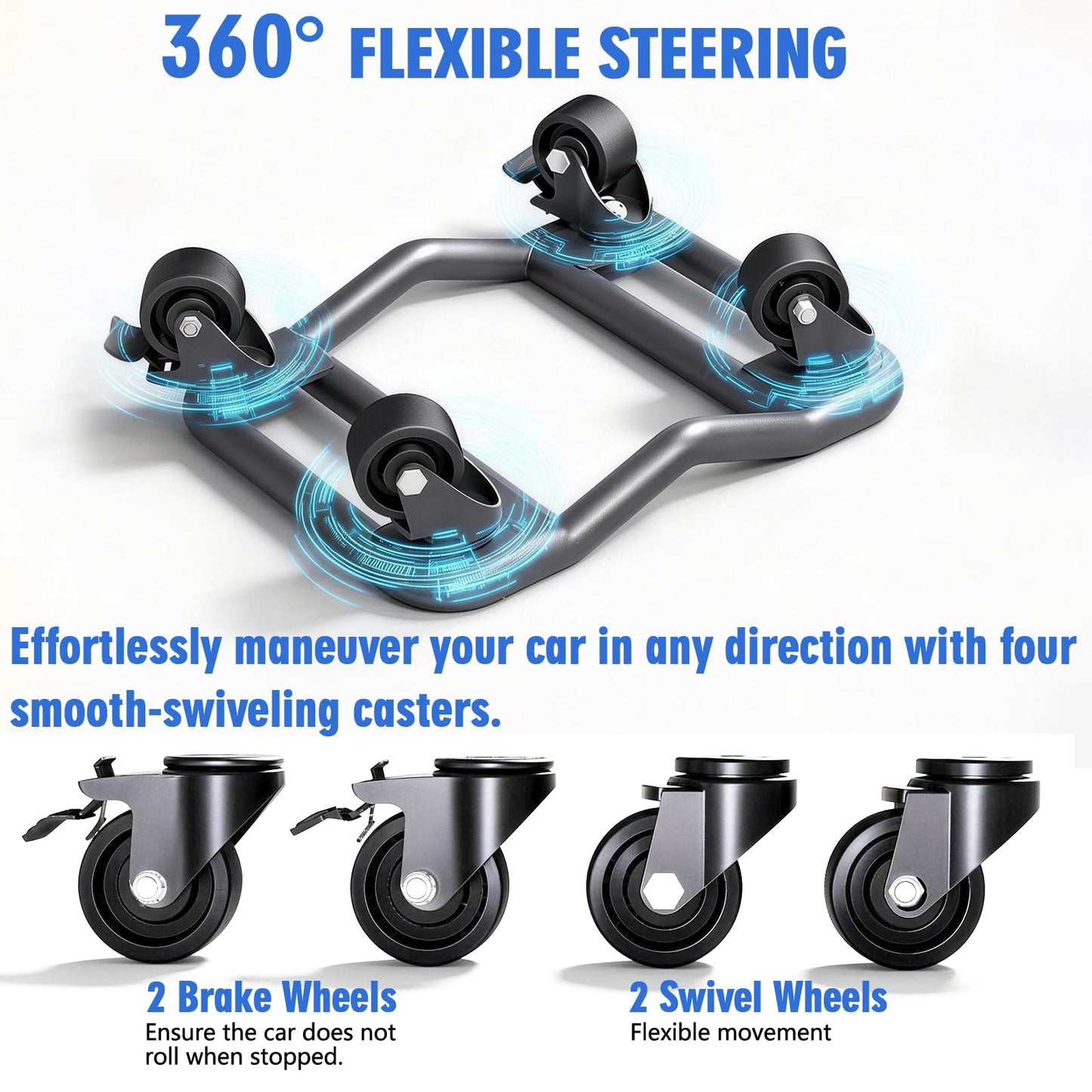 Car Dolly Set of 4, 9000 LBS Capacity Universal Vehicle Moving Dolly for Cars, SUVs, Motorcycles & Boats, Low-Profile Wheel Skates for Garage, Workshop and Marine Use