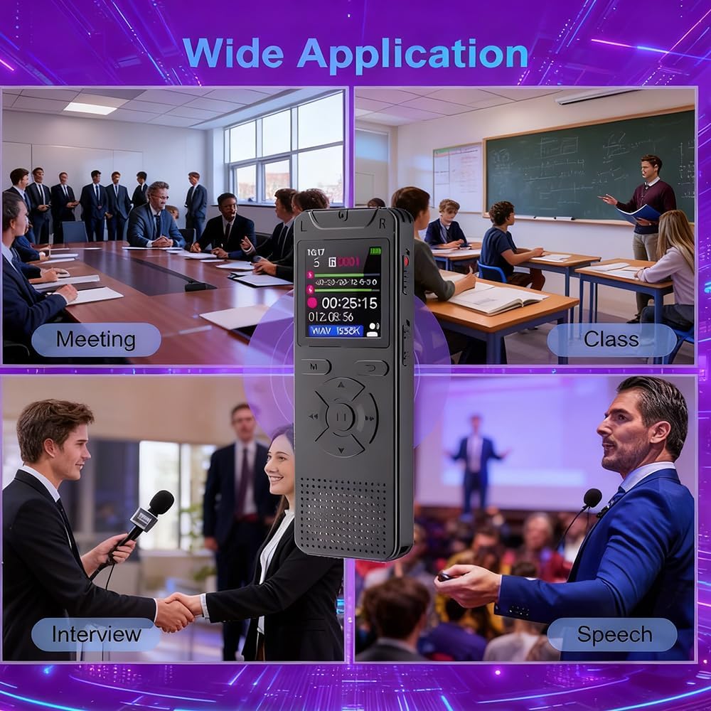 Metyoxmmx MP3 Digital Voice Recorder - Affordable & Easy to Use, One-Click, Voice Activated & Noise Reduction, Long