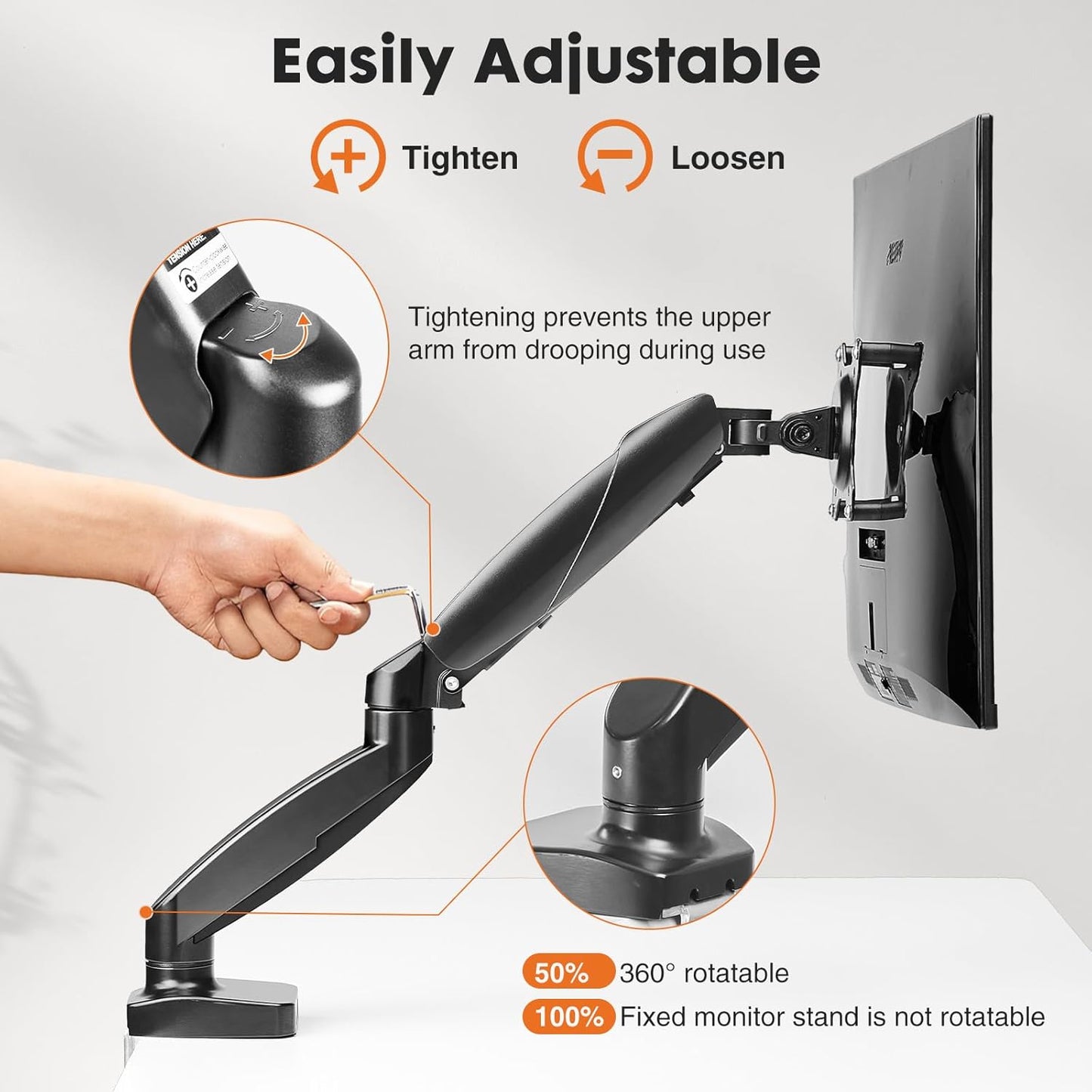 Simple Deluxe 13" 32" Single Monitor Arm, to Adjustable Desk Monitor Stand Mount, Black