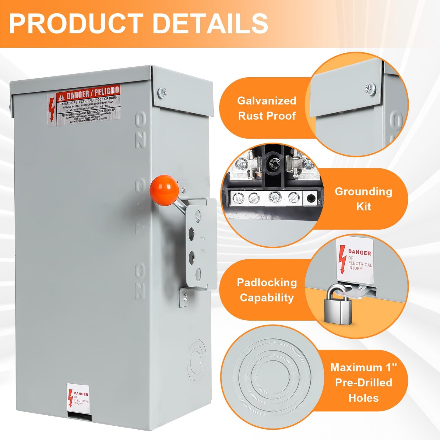 MUJURUR 100A Generator Transfer Switch, 24000W Heavy Duty Double Throw Safety Switch, 120/240V Manual Transfer Switch, Stronger Stability, Enlarged NEMA 3R Enclosure for Outdoor, 10-Year Warranty