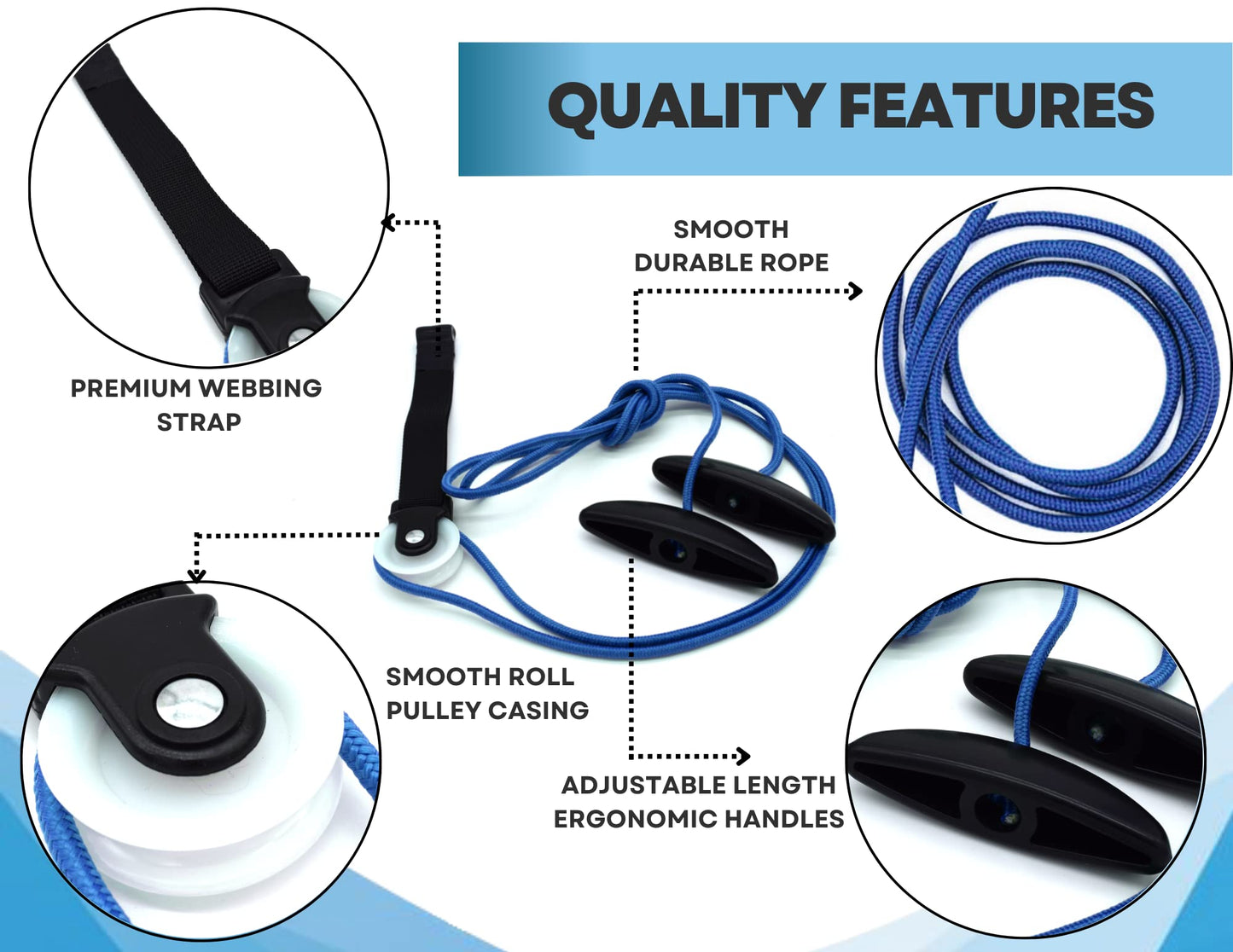 LiftAid Shoulder Pulley for Physical Therapy with Exercise Guide - Improves Shoulder Strength & Range of Motion - Reduces Pain, Helps in Muscle Recovery - Physical Therapy Equipment (Blue)