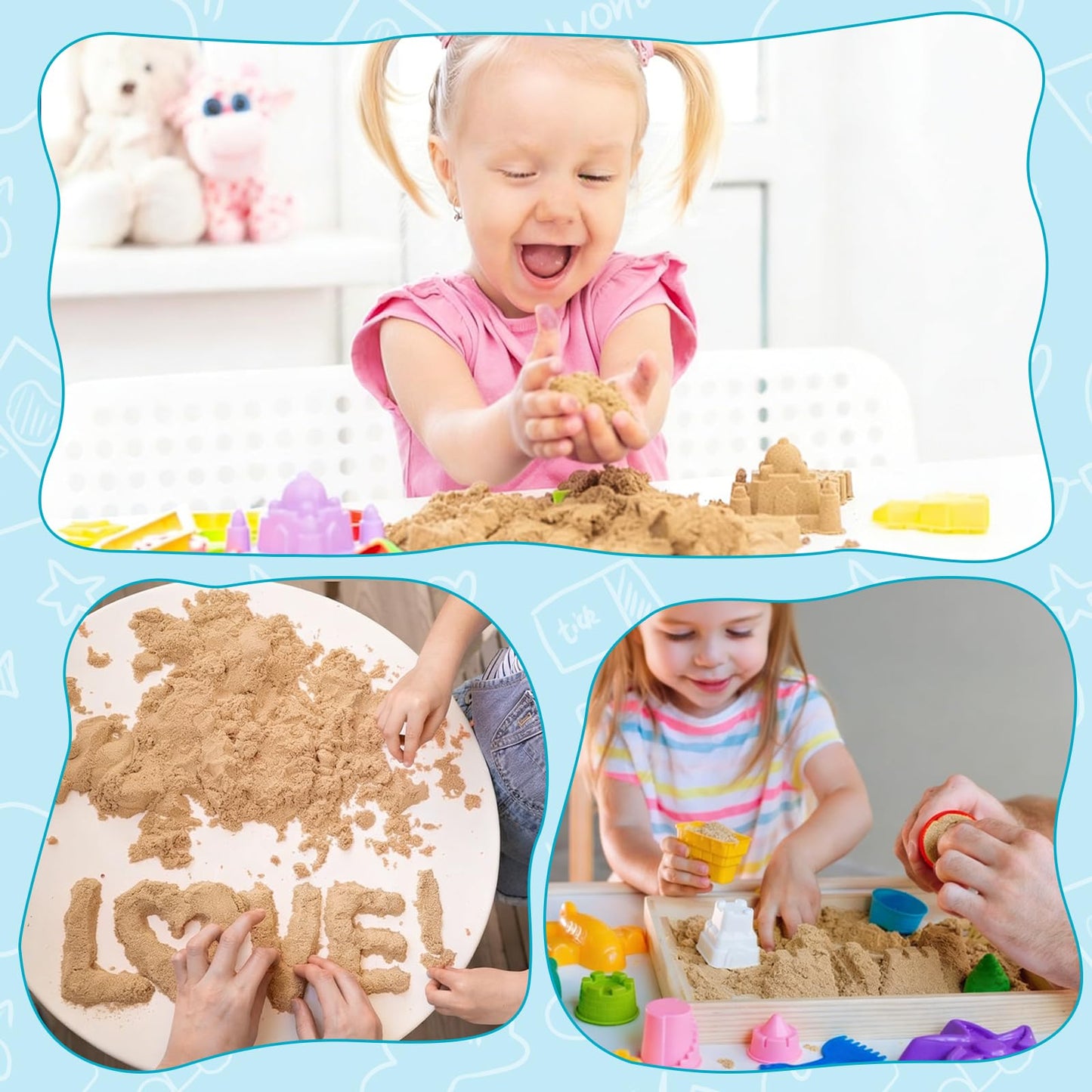 FURWEY 13.3lbs Play Sand, Natural Brown Sensory Sand,Suitable for Children to Shaping, Squeezing and Sculpting（Without Molds）
