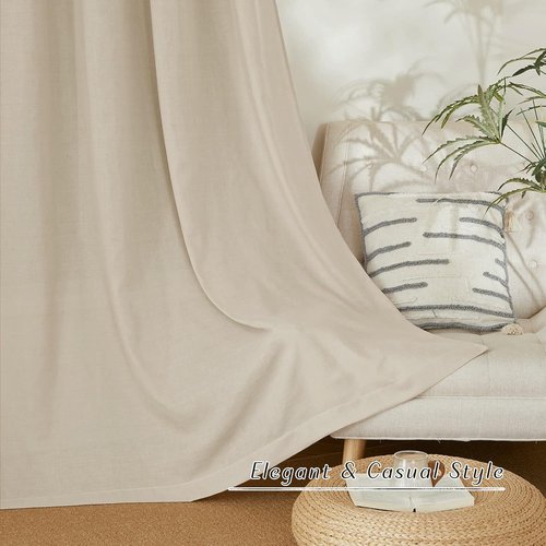 NICETOWN Angora Linen Kitchen Window Curtains - Thick Light Filtering Short Treatments, W34 x L36, 2 Panels