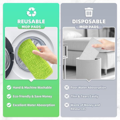 Nicemiya 4 Pack Reusable X-Large Mop Pads Compatible with Swiffer Sweeper XL, Microfiber Chenille Washable Swiffer XL Mop Pads, Dry & Wet Sweeping Mopping Cloths XL