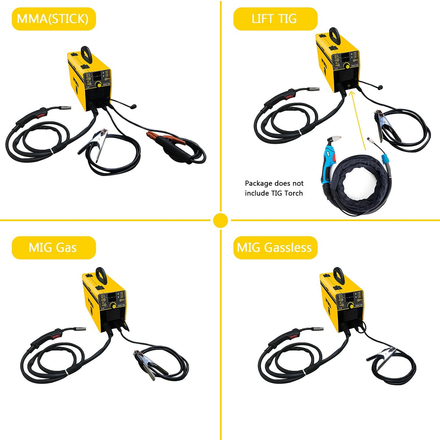 MYYWELD MIG Welder, 110/220V Dual Voltage Gas Gasless multiprocess welder, 4-in-1 Solid Wire/Flux MIG/Stick ARC/Lift TIG, IGBT Inverter Welding Machine