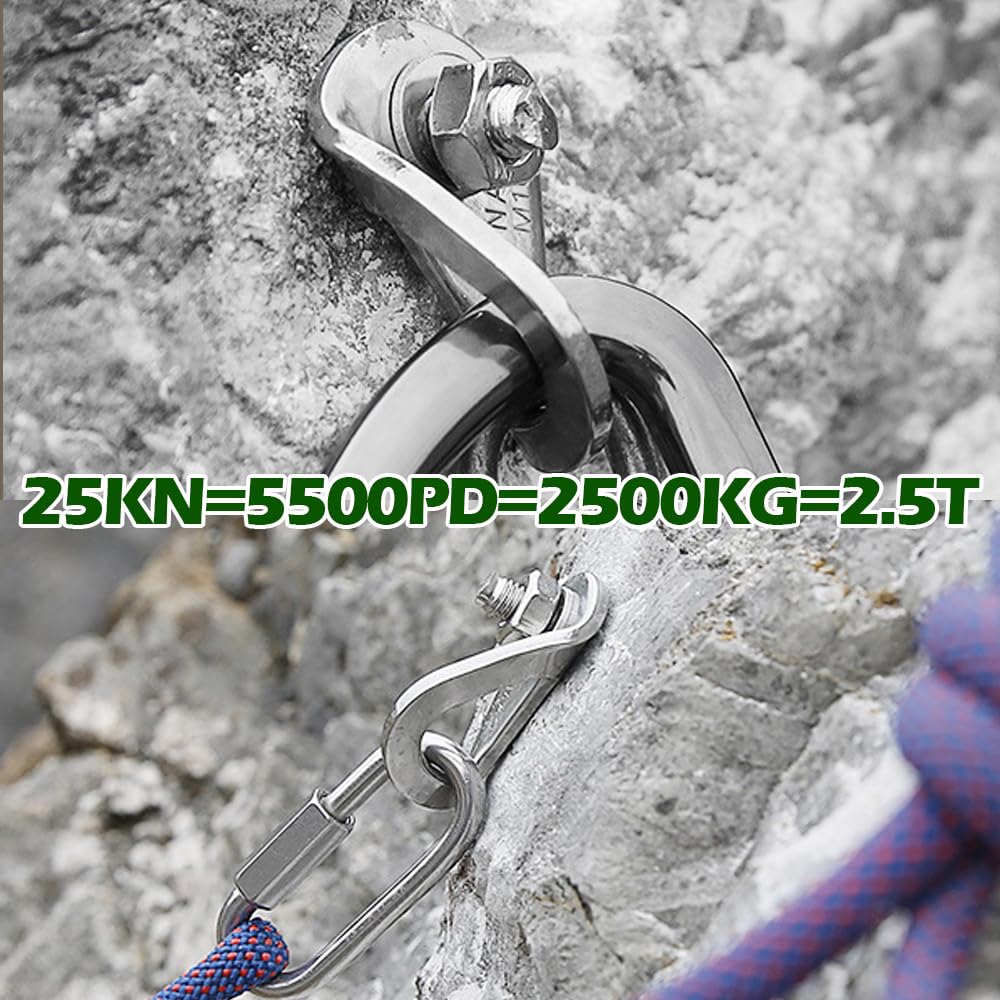 YERGOFE Climbing Holds Anchor Set - 1 PCS - Stainless Steel Bolt Hanger and Bolt Heavy Duty Climbing Holds Weight 2500KG for Indoor Outdoor Climb Train (1, 8MM)