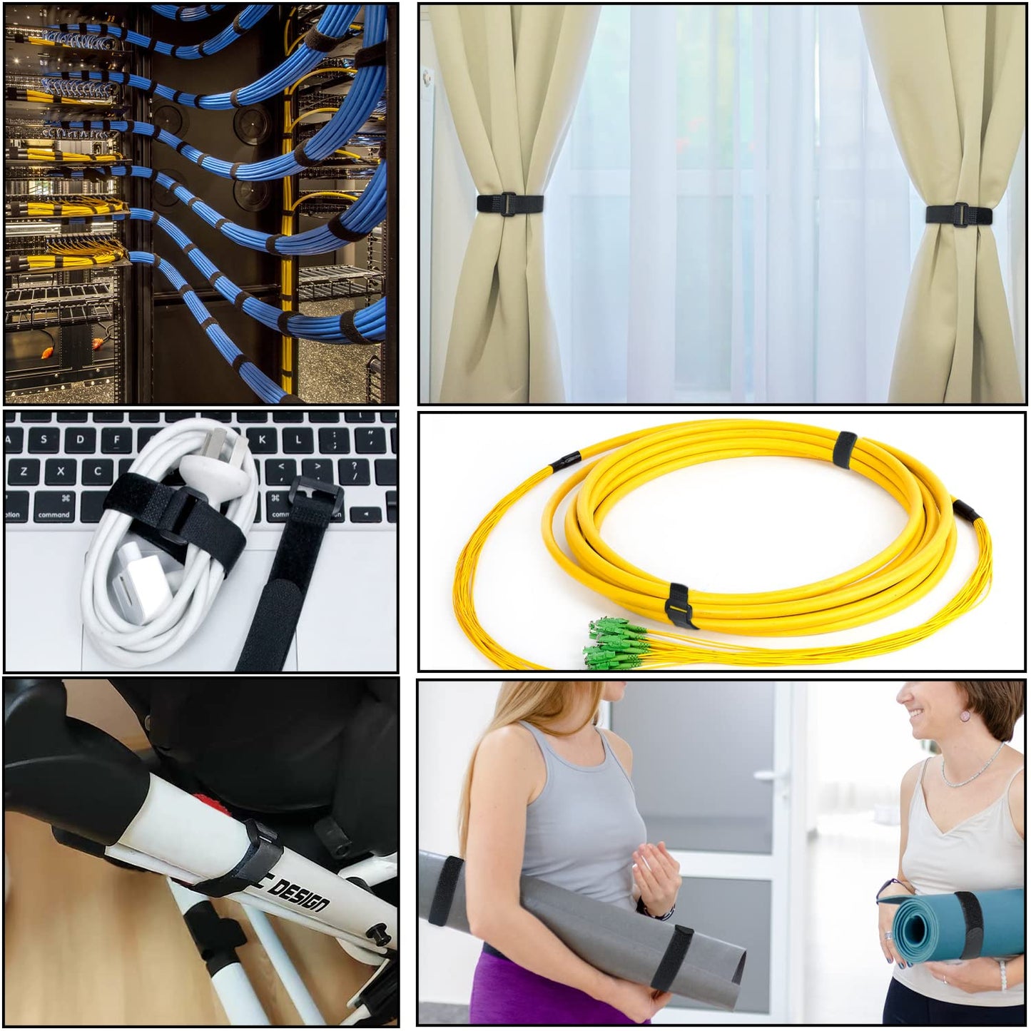 40pcs Reusable Cable Ties - 4 Sizes (6/8/10/12 Inch) - Hook and Loop Cinch Straps for Wire Management - Heavy Duty Cord Organizer & Wire Ties for Electronics, PC, Home & Office
