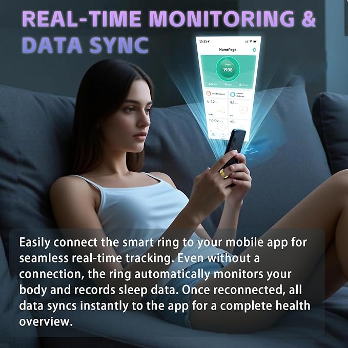 Smart Rings for Women Men ??Fitness Tracker Ring with Heart Rate, SpO2, Blood Pressure, Sleep Monitoring, Step & Calorie Counter, No Subscription Fee, 5ATM Waterproof, iOS & Android (Gold 8)