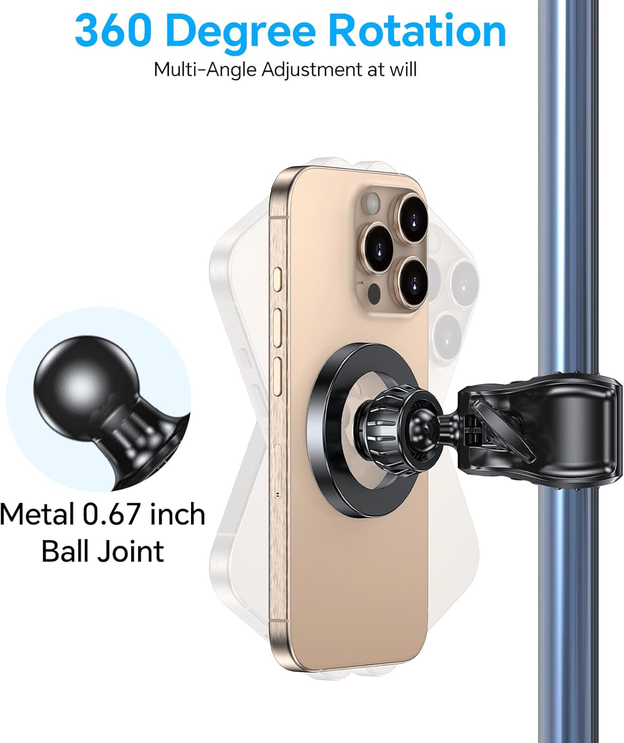 Coolpow 17 16 15 14 Gym Magnetic Phone Holder Mount for MagSafeStrong Magnets Stroller Phone Holder Adjustable Stand