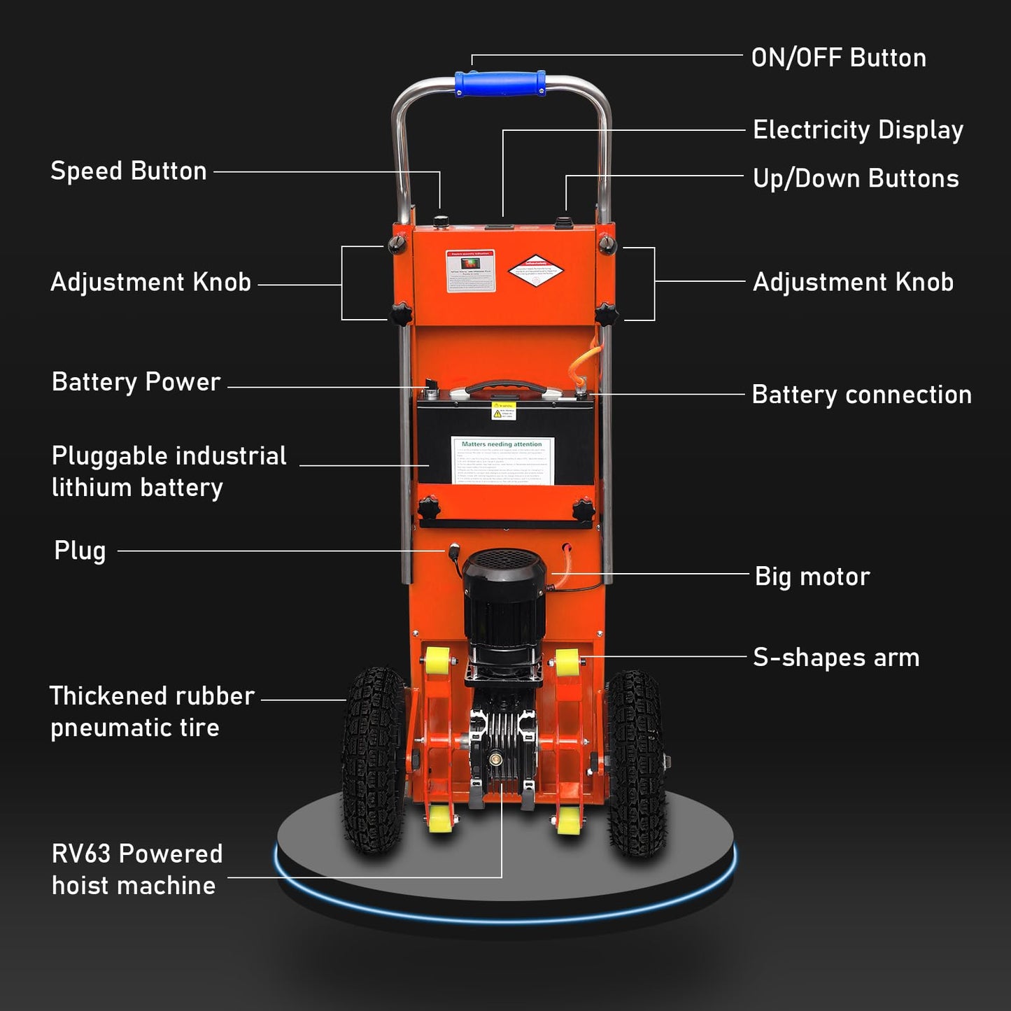 Electric Stair Climbing Heavy Duty,880 LBS Hand Trucks High Load Capacity Electric Stair Climbing Hand Trucks Dolly(Orange)