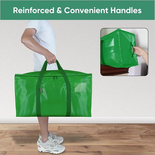 BALEINE Heavy-Duty Oversized Moving Bags - 2-Pack with Reinforced Handles | Light Green Storage Totes