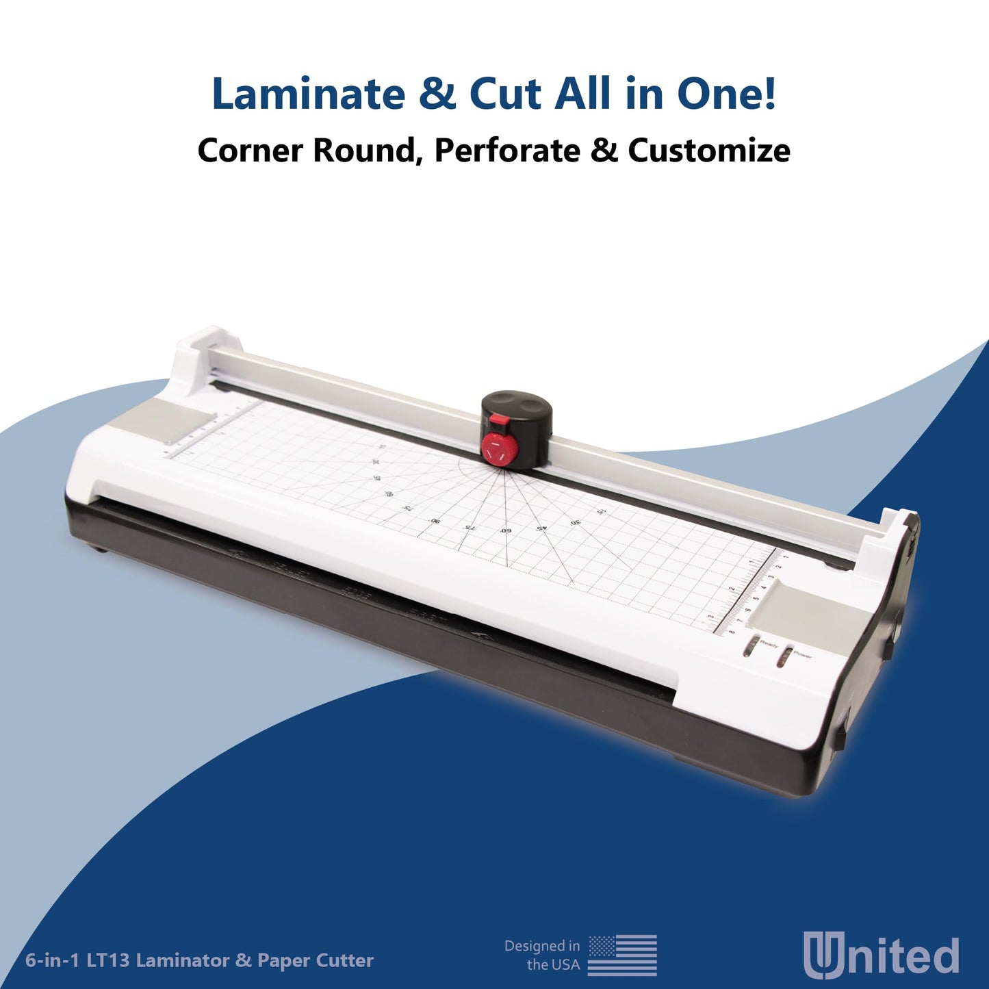 United Office Products LT13 6-in-1 Thermal & Cold Laminator with Paper Trimmer and Corner Rounder, 13” Width, Laminating Machine for Home, Office and Schools