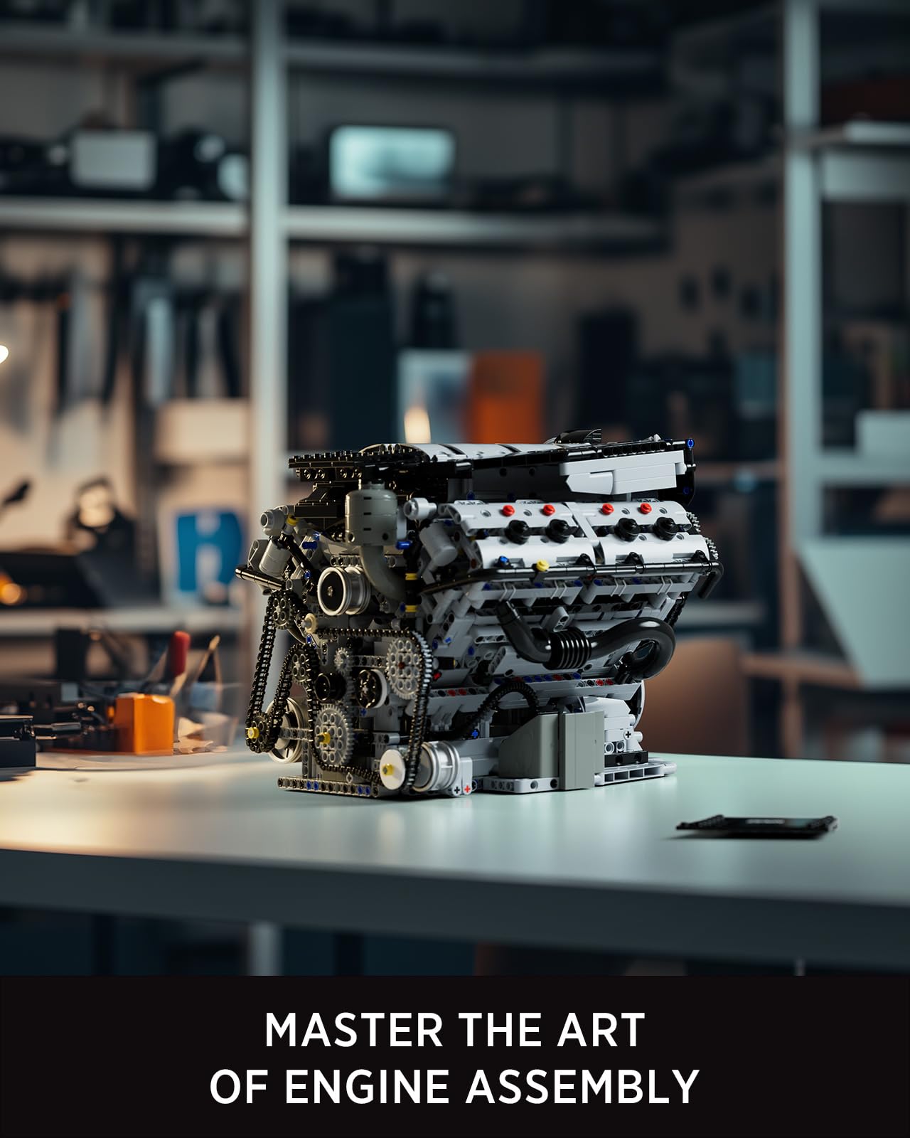 Nifeliz V8 Engine Building Set, Exclusive Advanced Collector's Engine Model, Physical Science Experiment Toy for Adults, Home or Office Décor (2725 PCS, NF10287)
