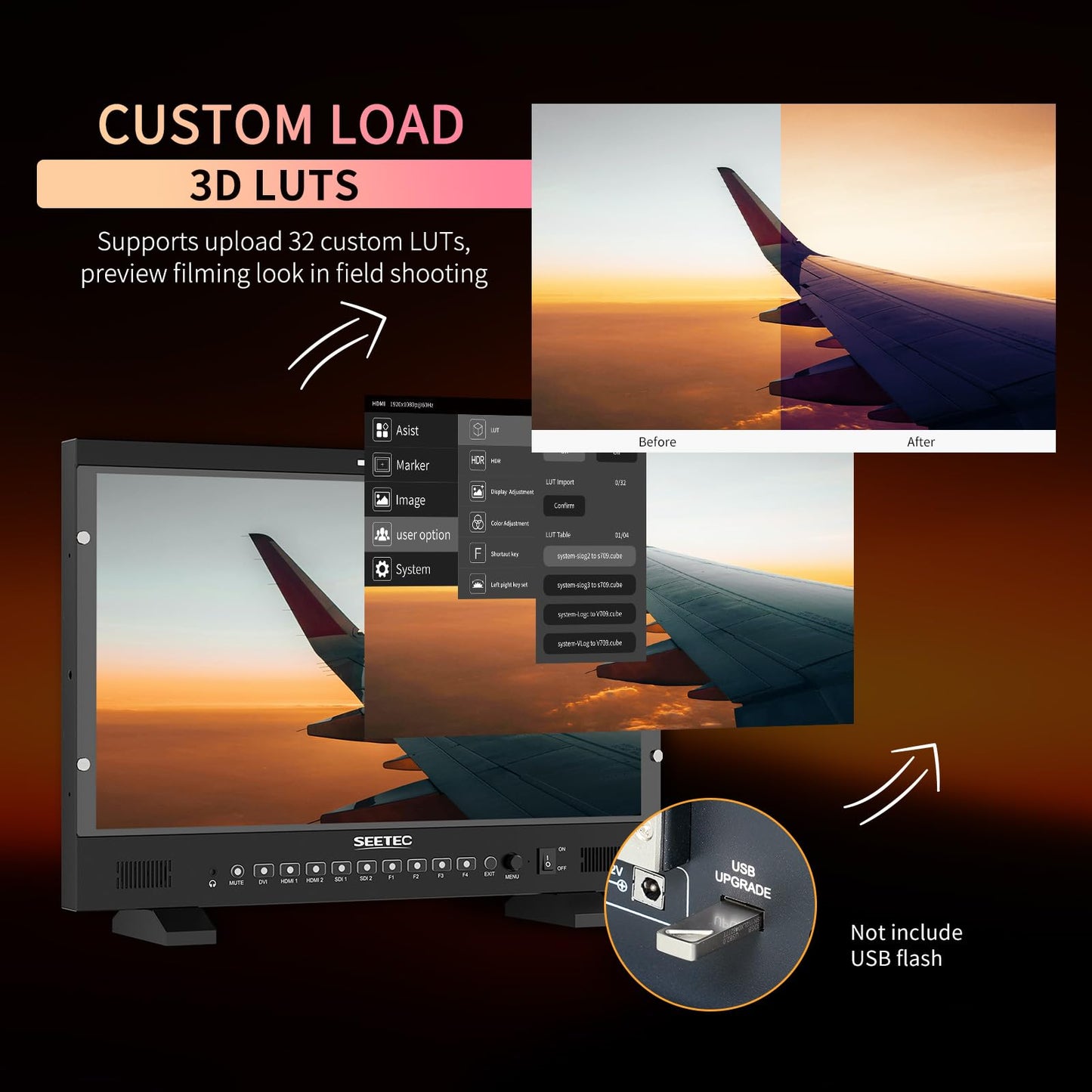 SEETEC P215 PRO 21.5" 1000nit Broadcast Director Production Monitor with LUT Waveform HDR, 3G SDI HDMI Input Output, HDMI Support 4K 60