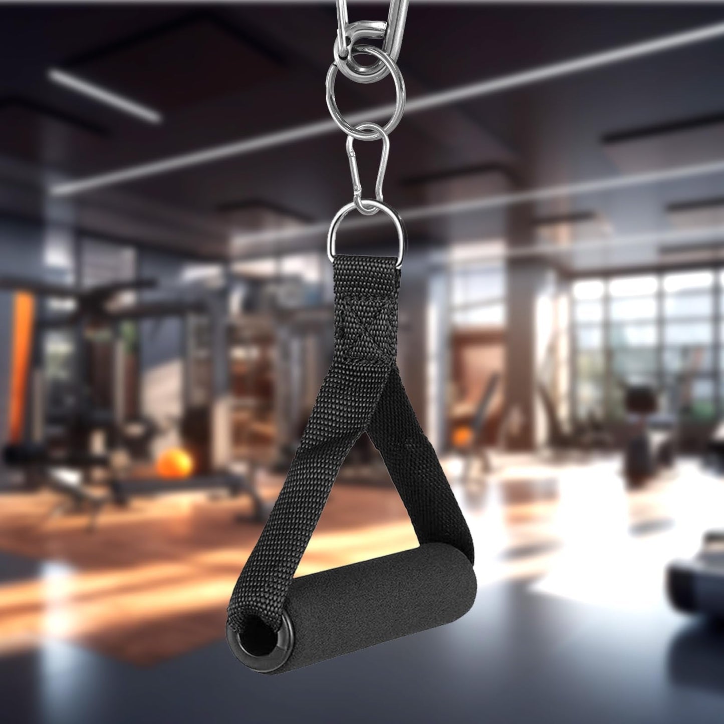 BLMHTWO 4PCS Resistance Band Handles, Heavy Duty Gym Handles Rope Exercise Handle with 4 Carabiners, Workout Handle for Cable Machine Attachment (Black)