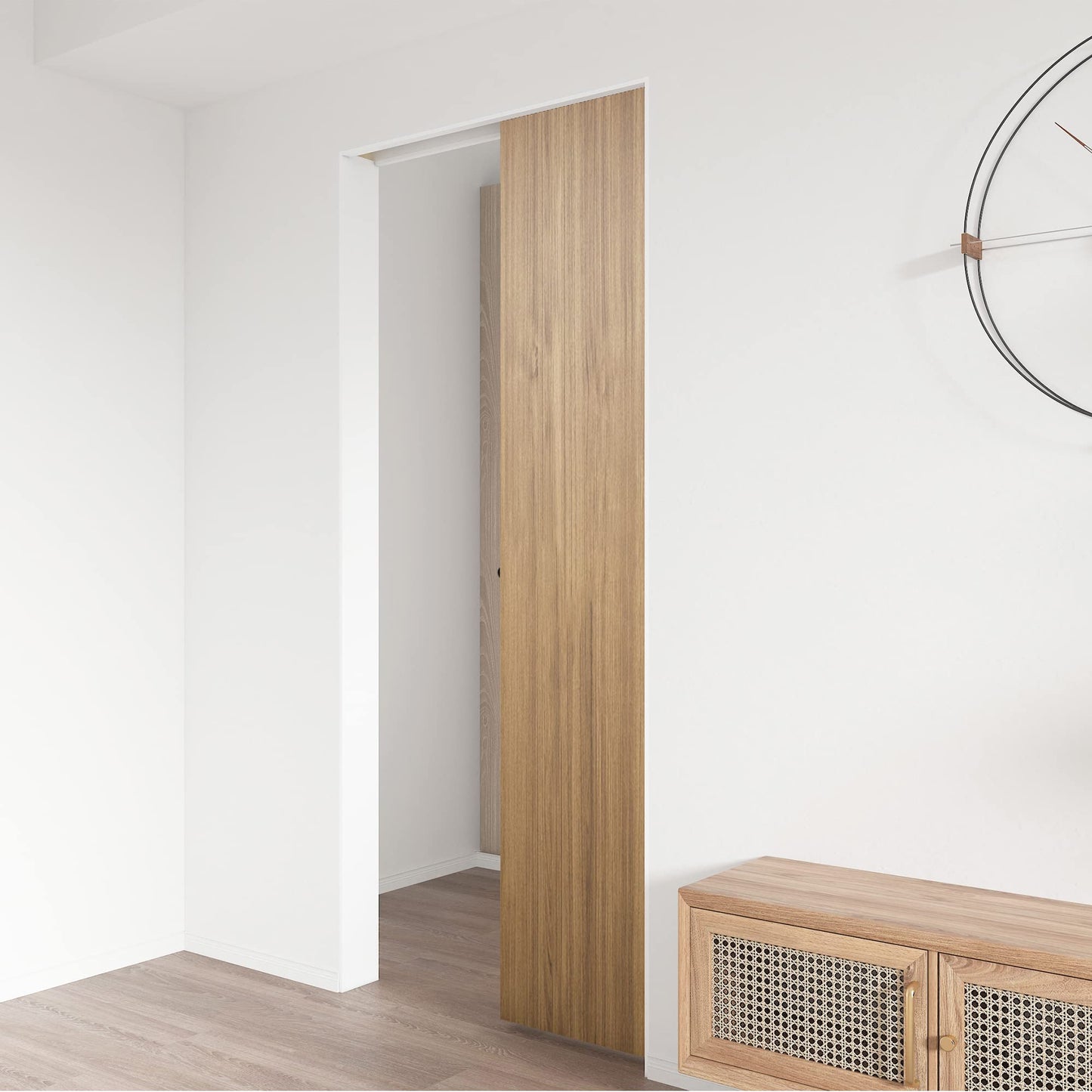 JUBEST 5FT Commercial Grade Pocket Door Hardware and Track Set, Sliding Door Hardware 56.7", Durable and Smoothly, Easy to Install