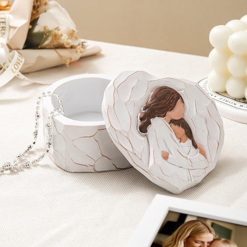 Mom and Daughter Figurine Keepsake Box - Hand-Painted 3D Jewelry & Trinket Box | Perfect Gift for Mother's Day