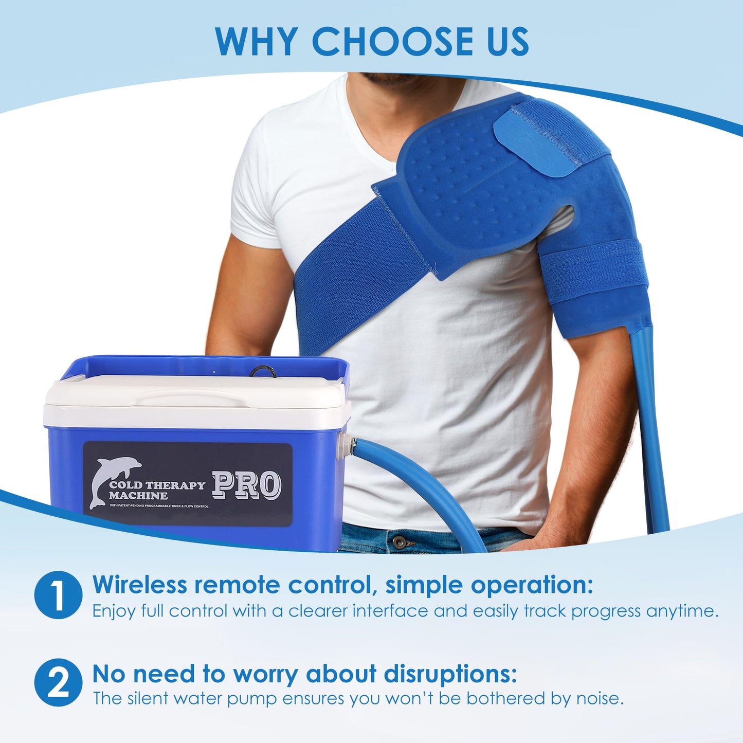 Cold Therapy Machine System with Programmable Timer Remote Control,Shoulder Ice Machine for Surgery Recovery,Large Shoulder Compression Pad,Quiet Pump, Strong Cryotherapy Pain Relief and Treatment