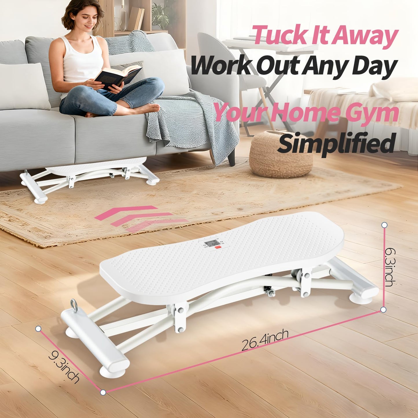 ZCMHAXJ Balance Board for Adults, Ski Machine Exercise Equipment with Resistance Bands, Rock Stepper Featuring LCD Monitor, Portable Wobble Board or Full Body Workout at Home Gym (White)