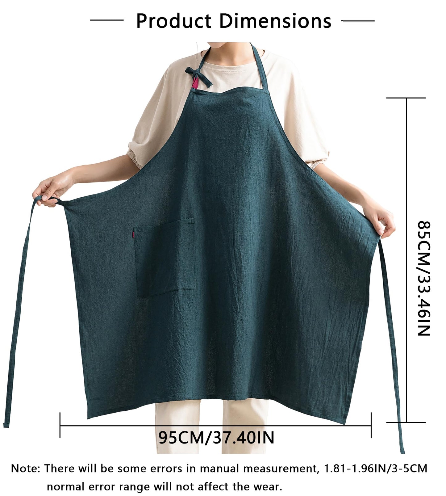 KITCHIEF Cotton Linen Pinafore Apron Dress for Women with Pockets Cute Chef Aprons Halter Apron for Kitchen Baking Painting (Gray)