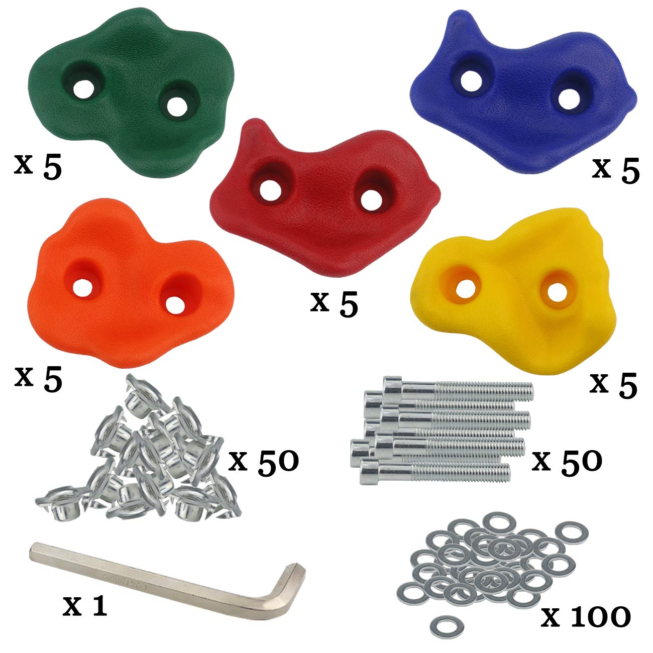 Ogrmar 25 PCS Rock Climbing Holds Set with Mounting Screws and Hardware for DIY Kids Indoor and Outdoor Play Set Use