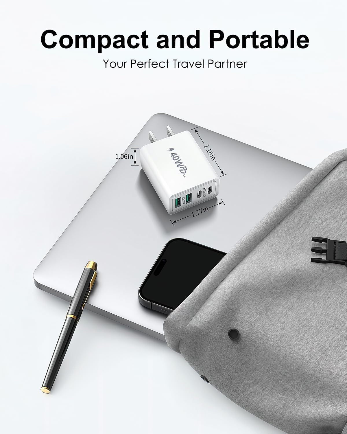 Cysfakun [2-Pack] Block,40W Cube,4-Port 15/14/13/12/11/Pro Max/XS/XR/8/7,iPad, USB C Charger Wall Plus Fast Charging