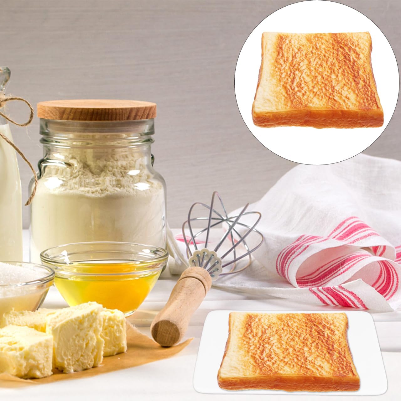 1pcs Baluue Simulation Artificial Bread Fake Toast Slice Realistic False Toast Bread Cake Food Model Bakery Display