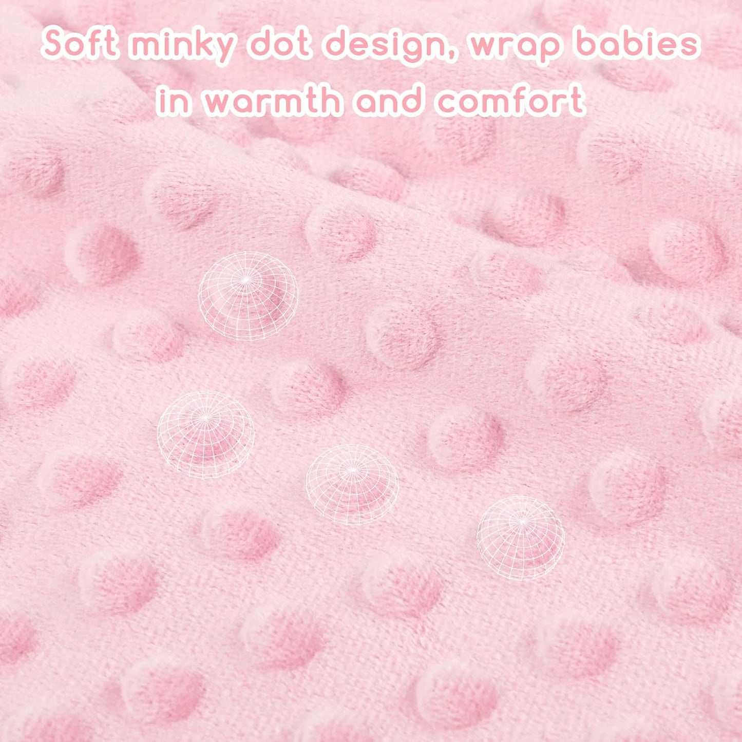Skiennix Baby Blanket - Double Layer Toddler Blanket with Dotted Backing | Pink Checkered, 30x40 Inches