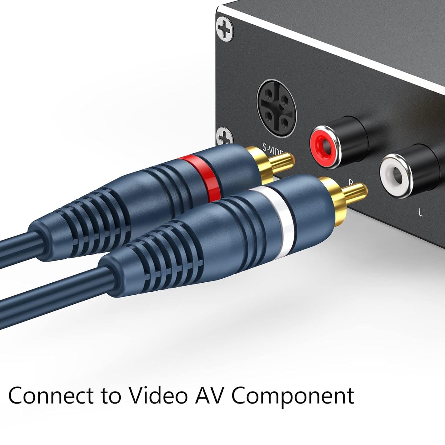 1 2 2 Pack, 8 inch RCA Splitter Female to Male RCA Y Splitter Audio Video Cable Split Adapter Dark Blue