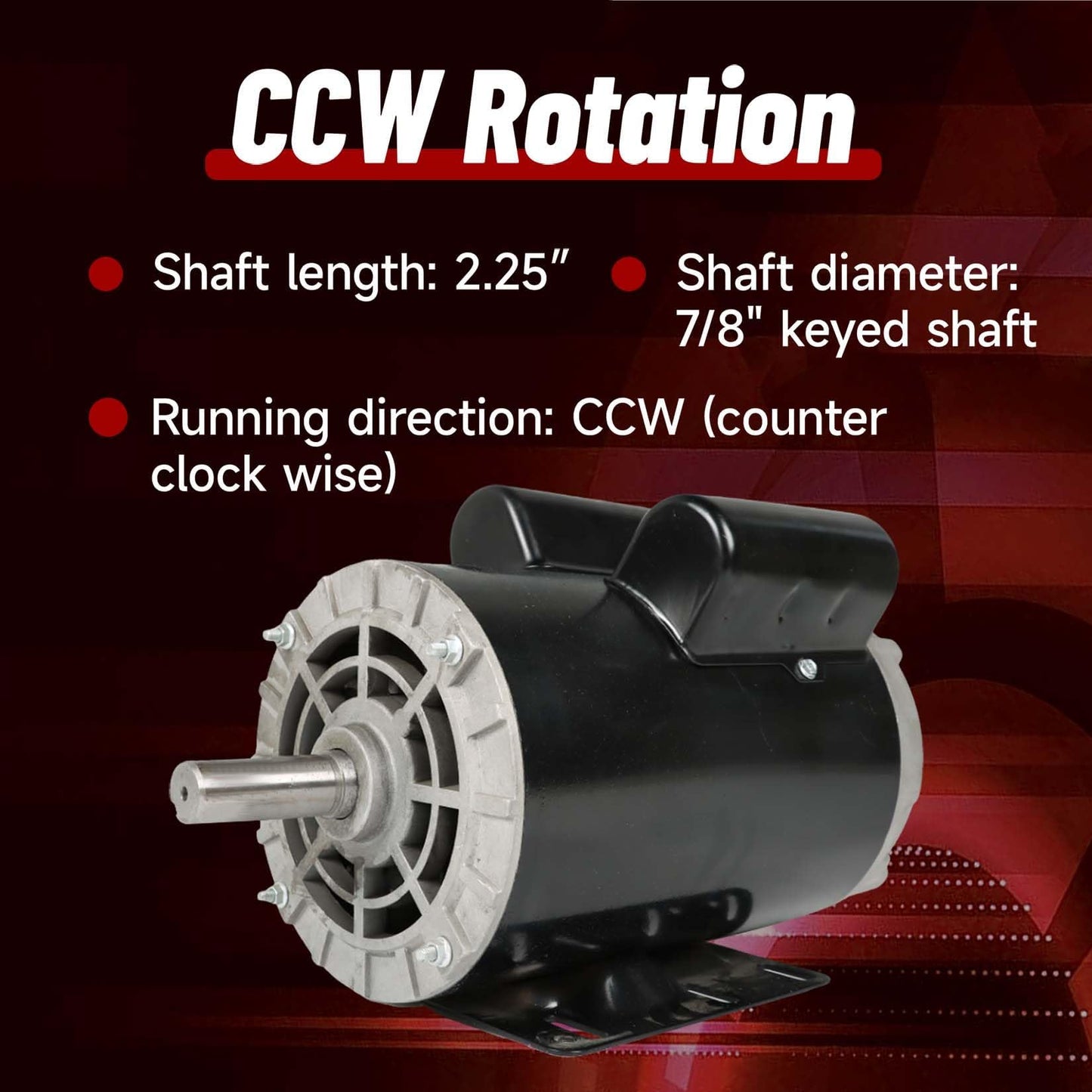 5 HP Electric Motor 56 Frame 3450RPM Single Phase Motor General Air Compressor Motor 7/8" Shaft 230V