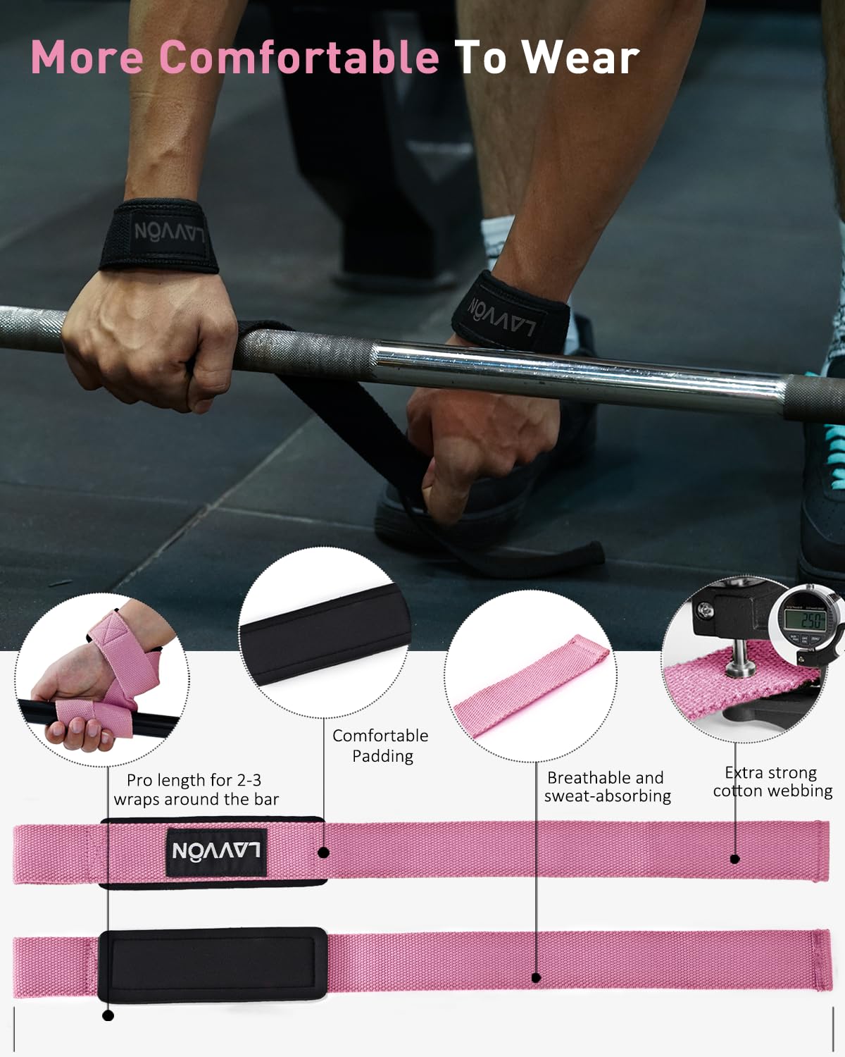 7Pcs-Barbell Pad Set for Hip Thrust - Squat Pad, Bench Press Workout Foam Weight Lifting Bar Cushion,Gym Accessories for Women with Bar Bad,with Gym Ankle Straps,Hip Resistance Bands,Lifting Strap (Pink)